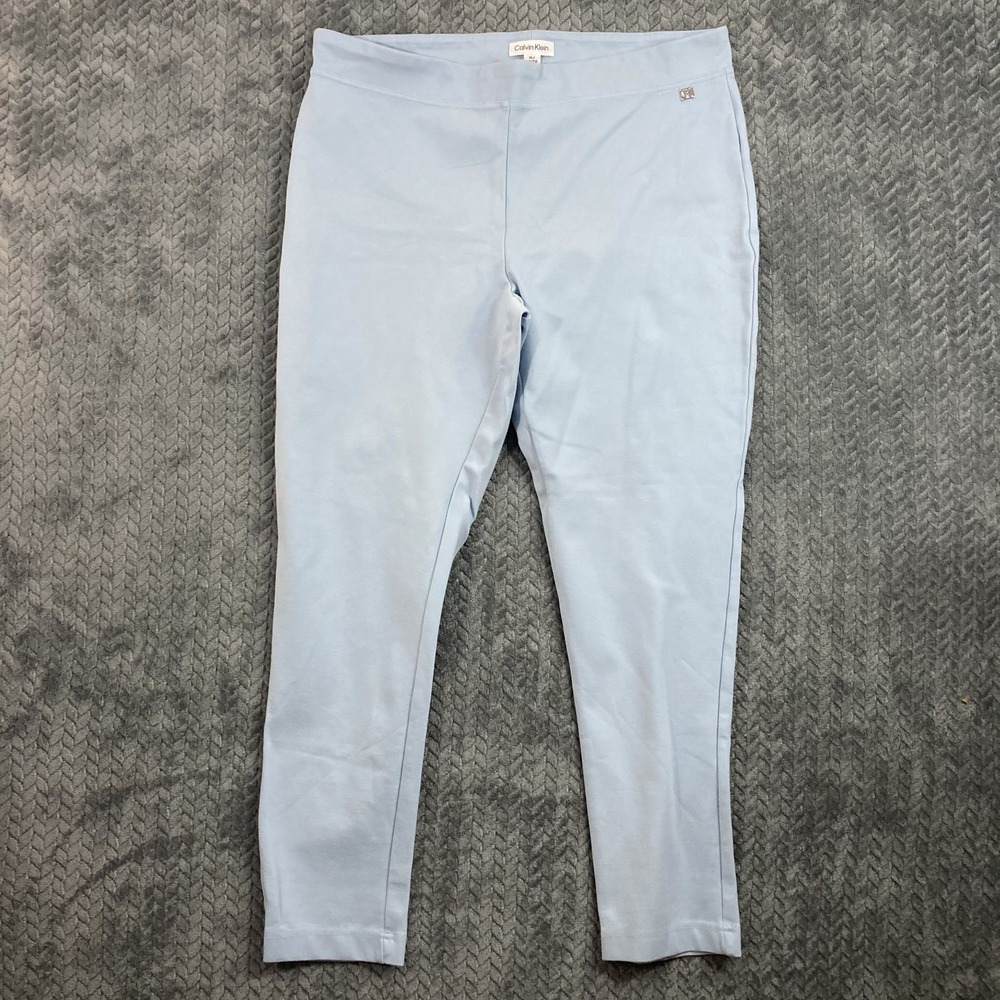 Calvin Klein Womens XL Pull On Stretch Pants Blue Ankle Skinny Leg Career